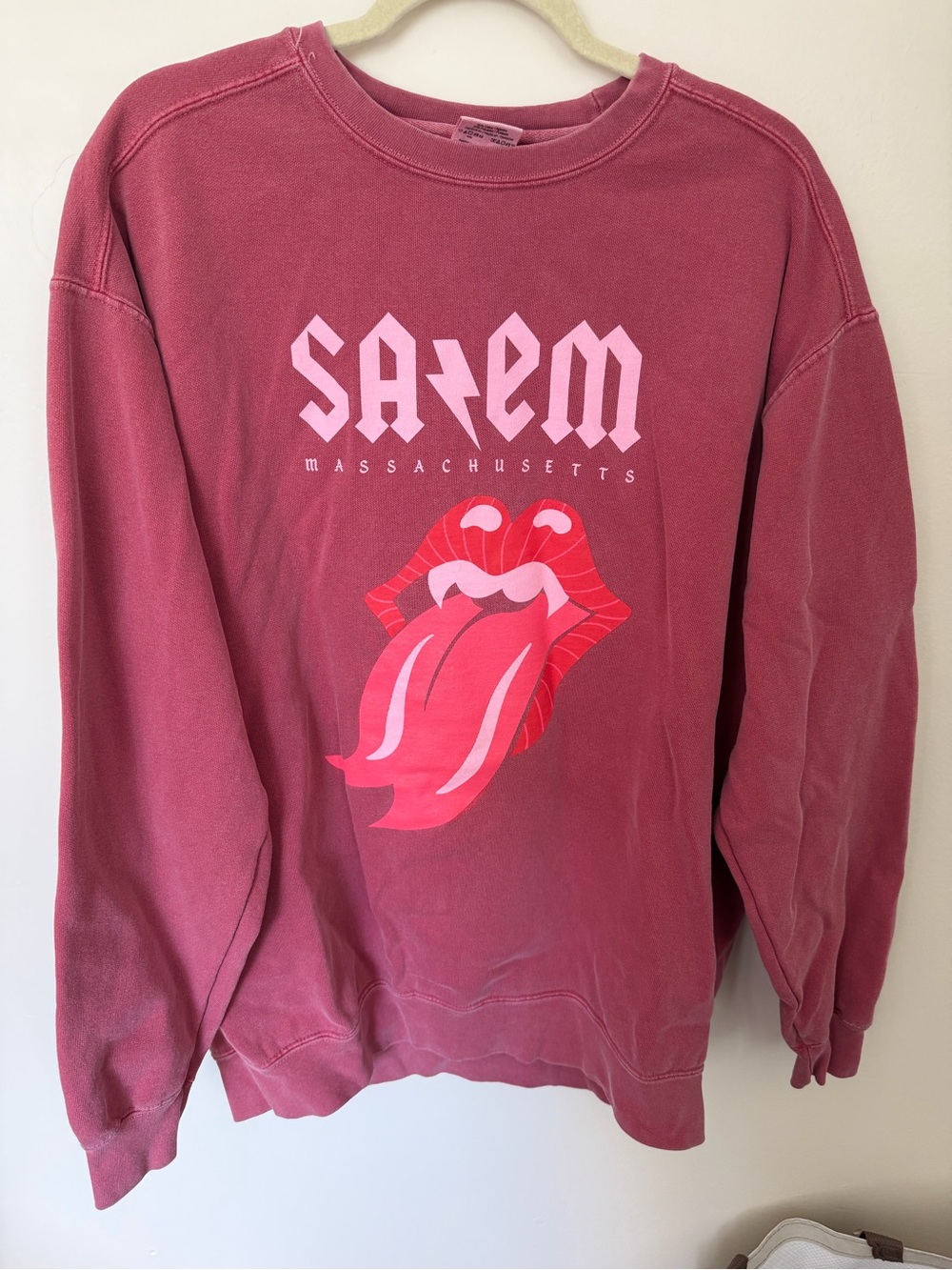 Comfort Colors Men's Crewneck Salem Sweatshirt in Dusty Rose with Graphic